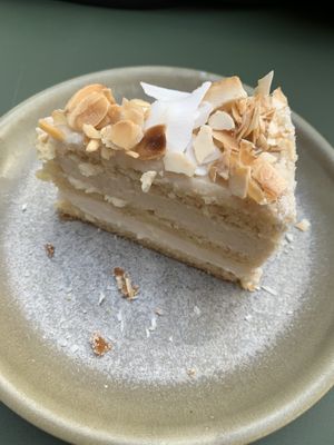 Coconut and white chocolate cake at Erpingham House in Brighton