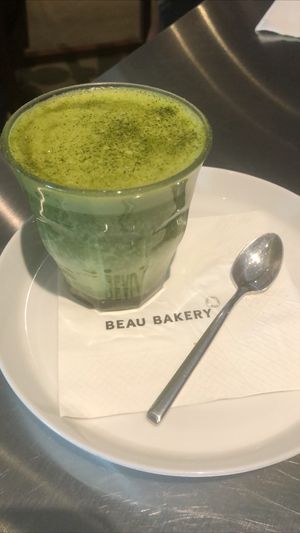 Matcha latte  at Beau Bakery in Jakarta
