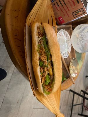 Special vegetarian beef bánh mif  at An Bread & Cafe in Hanoi