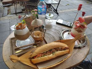 'vegetarian bread' and coconut coffee. Also featured the non vegan yoghurt granola at An Bread & Cafe in Hanoi