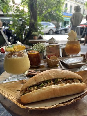 vegan Banh Mi, Smoothie with Granola Topping, Coconut Coffee  at An Bread & Cafe in Hanoi