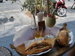 Banh mi and smoothie at An Bread & Cafe in Hanoi