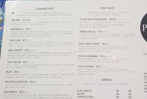 Menu as @ 7 Oct 2020 at Bootleg Sandwiches in Woollarah