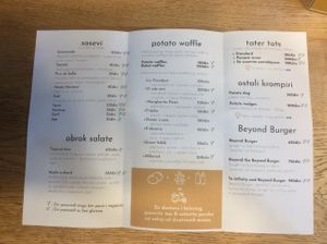 The menu at Savannah Snack Bar in Belgrade