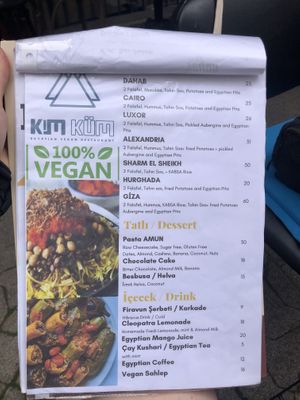 Menu at Plantbased Egyptian Eatery in Istanbul