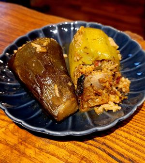Stuffed vegetables at Plantbased Egyptian Eatery in Istanbul