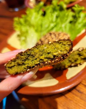 Inside of falafel at Plantbased Egyptian Eatery in Istanbul