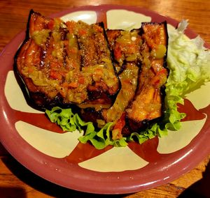 Pickled aubergine at Plantbased Egyptian Eatery in Istanbul
