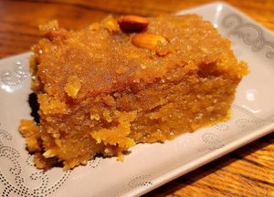 Besbusa cake at Plantbased Egyptian Eatery in Istanbul