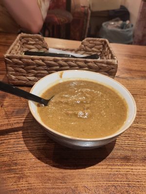 Coldish soup :( at Plantbased Egyptian Eatery in Istanbul