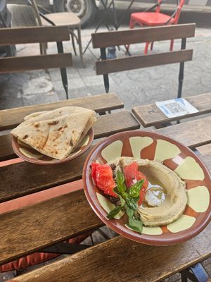Free hummus starter! at Plantbased Egyptian Eatery in Istanbul