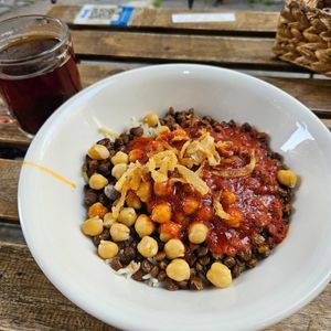 Koshary & Egyptian Tea at Plantbased Egyptian Eatery in Istanbul