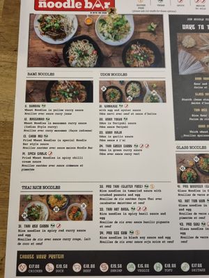 Menukaart at The Noodle Bar in Brussels