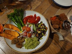 Sunshine Bowl and Vegan Fried Chicken at Revolución de Cuba in Manchester