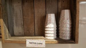 Reusable forks, plates & cups at Molly's Cupcakes in Naperville