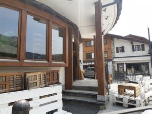 Outdoor seating (during renovation) at Gunpowder Curry in Verbier