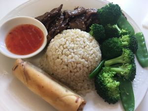 BBQ Rice Combo with Spring Roll.  at Loving Hut - Cape Coral in Cape Coral