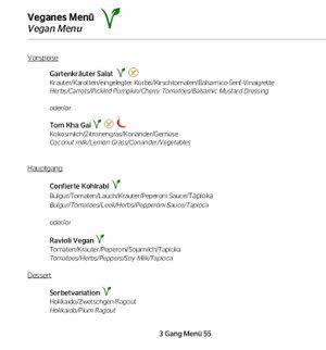 vegan menu at Stars in Silvaplana