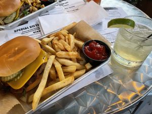 🍔🍹 at Rare Bird Brewpub in Traverse City