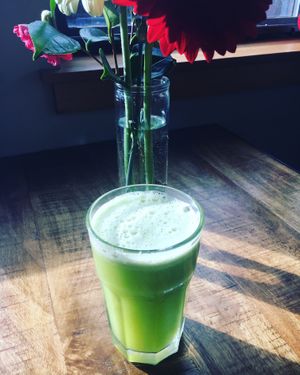 Celery Juice at Dharma Cafe in Bainbridge Island