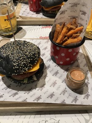 Vegan burger at Pivnica Union in Ljubljana