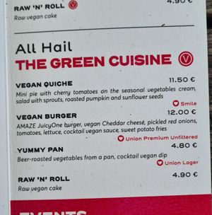 Vegan options at Pivnica Union in Ljubljana