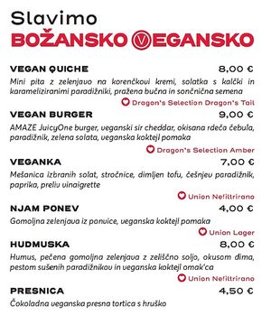 Vegan options on the menu from their website. at Pivnica Union in Ljubljana