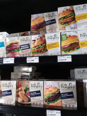 Some vegan burgers and nuggets at Seed to Table Market in Naples