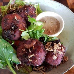Sweet potato cashew fritters at Mansfield Regional Produce Store in Mansfield