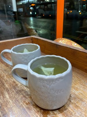 Green tea.  at Kuru Kuru Sushi in Leicester