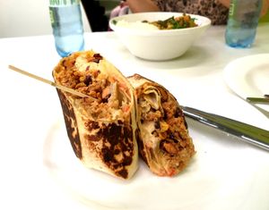 Seitan burrito. at Vegan Om in Bratislava