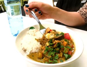 Chickpeas curry. at Vegan Om in Bratislava