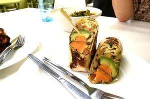 Sweet potatoes burrito. at Vegan Om in Bratislava