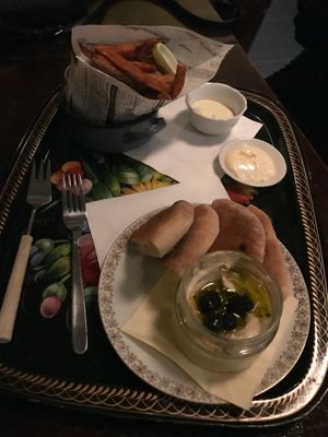 hummus and yam fries at Bullerbyn in Prague