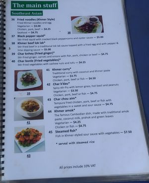 Asian mains at Smile in Kampong Cham