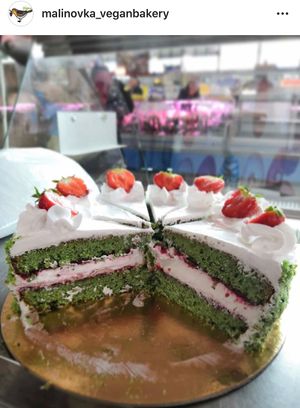 Vegan cake  at Malinovka Vegan Bakery in Minsk