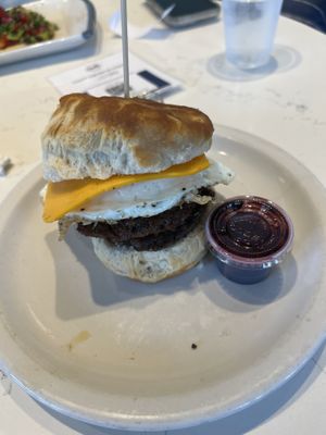 Real eggs, vegan sausage, vegan cheese   at Cultivate Food & Coffee in Atlanta