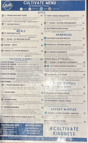Menu  at Cultivate Food & Coffee in Atlanta
