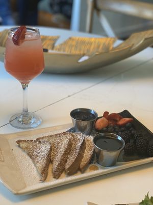 French toast & strawnilla drink  at Cultivate Food & Coffee in Atlanta