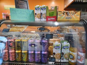 Vegan fridge. at Pavilion Cafe at East Park in Hull