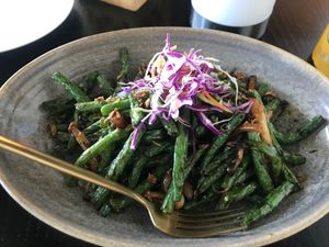 Wok fried green beans at Black Rice in Albany