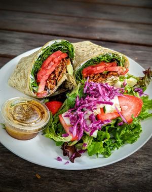 "BLT" wrap with side salad instead of chips at Herban Market and Cafe in Beaufort