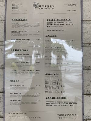 Menu Front at Herban Market and Cafe in Beaufort