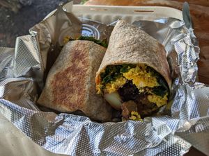 Vegan tofu scramble wrap at The Root Cafe in Lakewood