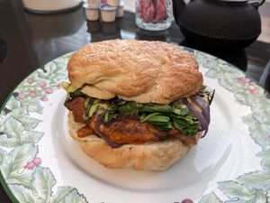 Sweet potato Sammy on a bagel at The Root Cafe in Lakewood