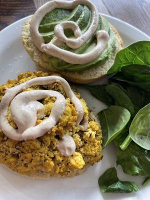 The biscuit sandwich   at The Root Cafe in Lakewood