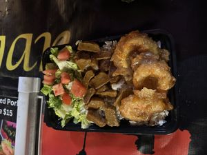 The Hook Up (shrimp and beef combo) from Srey Vegan  at Vegan Playground in Los Angeles