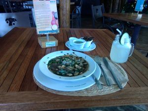 Mushroom soup that tastes like Heaven at 100% Natural in Merida