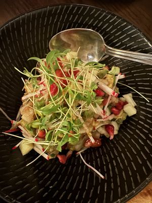 Avocado and chickpea bhel  at ROOP in Chicago