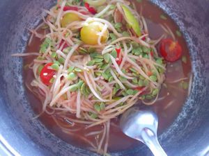 Som tum at Vegan Restaurant Mukdahan in Mukdahan